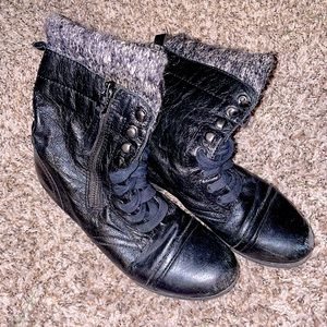 Leather combat boots